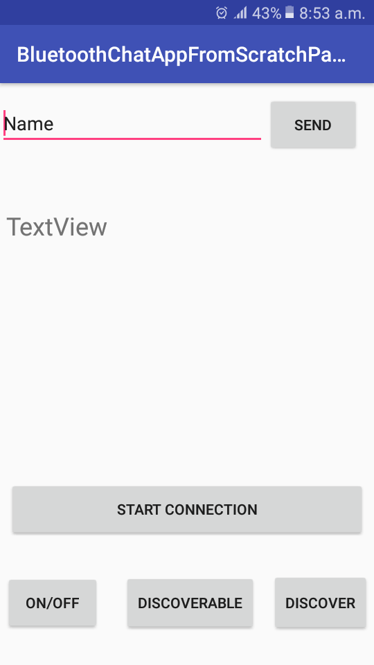 Glimpse of Android app that connects with the glove using bluetooth